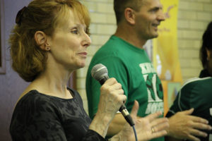 maria speaks at Kelly High School Soccer banquet IN THE GAME